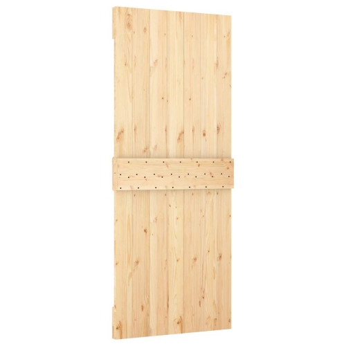 vidaXL NARVIK 33.5"x82.7" Solid Pine Wood Sliding Barn Door, Natural Brown, No Hardware Kits