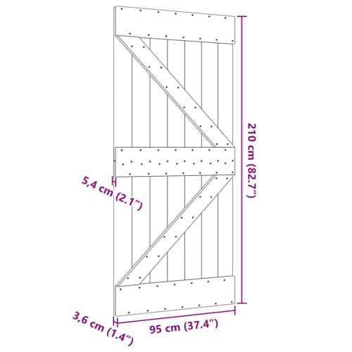 VidaXL – Porte de grange coulissante NARVIK de 37 x 4&nbsp;po en pin massif, brun naturel, sans trousse de quincaillerie