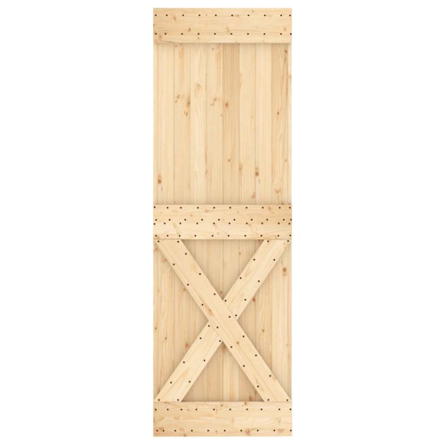 vidaXL NARVIK 27.6"x82.7" Solid Pine Wood Sliding Barn Door, Natural Brown, No Hardware Kits