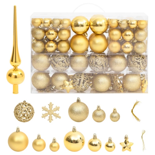 VIDAXL  111 Piece Christmas Bauble Set Gold Polystyrene