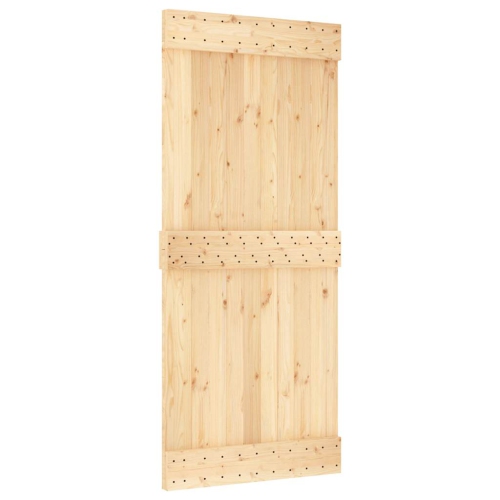vidaXL NARVIK 35.4"x82.7" Solid Pine Wood Sliding Barn Door, Natural Brown, No Hardware Kits