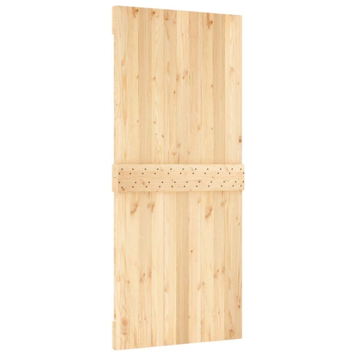 vidaXL NARVIK 35.4"x82.7" Solid Pine Wood Sliding Barn Door, Natural Brown, No Hardware Kits