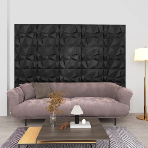 VIDAXL  3D Wall Panels 48 PCs 50X50 Cm Diamond Black 12 M²