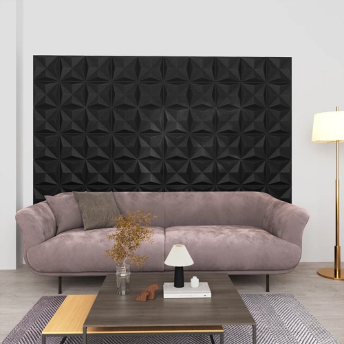 vidaXL 3D Wall Panels 24 pcs 50x50 cm Origami Black 6 m²