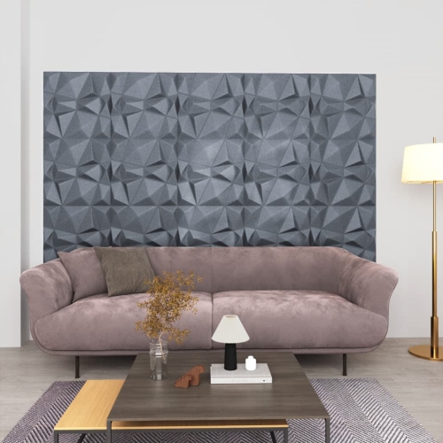 vidaXL 3D Wall Panels 48 pcs 50x50 cm Diamond Grey 12 m²