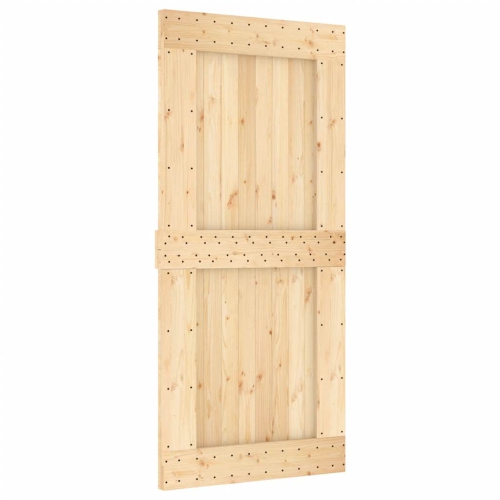 vidaXL NARVIK 37.4"x82.7" Solid Pine Wood Sliding Barn Door, Natural Brown, No Hardware Kits
