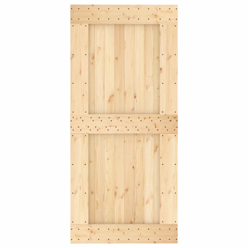 vidaXL NARVIK 37.4"x82.7" Solid Pine Wood Sliding Barn Door, Natural Brown, No Hardware Kits