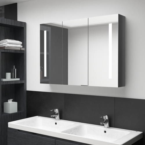 VIDAXL  Led Bathroom Mirror Cabinet 89X14X62 Cm Shining Grey