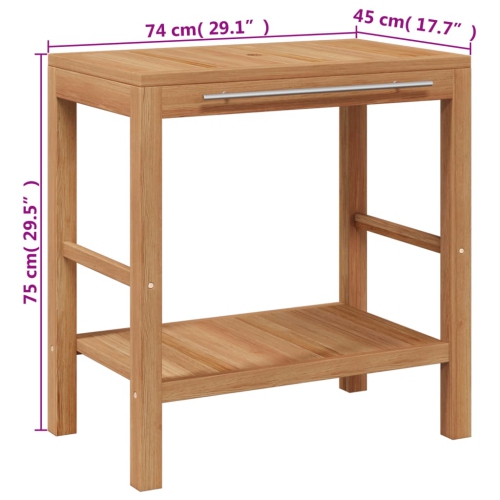 vidaXL Bathroom Vanity Cabinet Solid Teak with Riverstone Sink