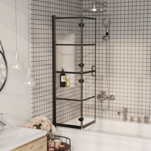 vidaXL Folding Shower Enclosure ESG 80x140 cm Black