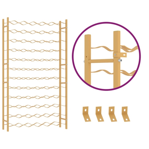 vidaXL Wine Rack for 72 Bottles Gold Metal