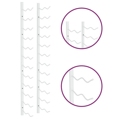 vidaXL Wall Mounted Wine Rack for 24 Bottles White Iron