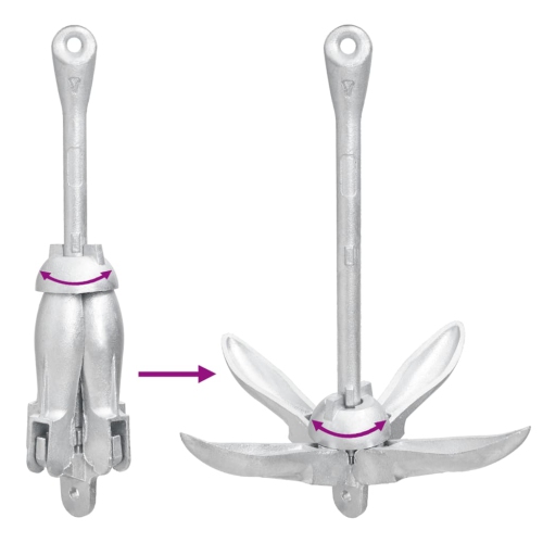 vidaXL Folding Anchor Silver 8 kg Hot Dip Galvanized Cast Iron