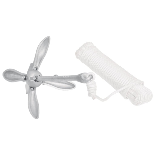 vidaXL Folding Anchor with Rope Silver 8 kg Hot Dip Galvanized Cast Iron