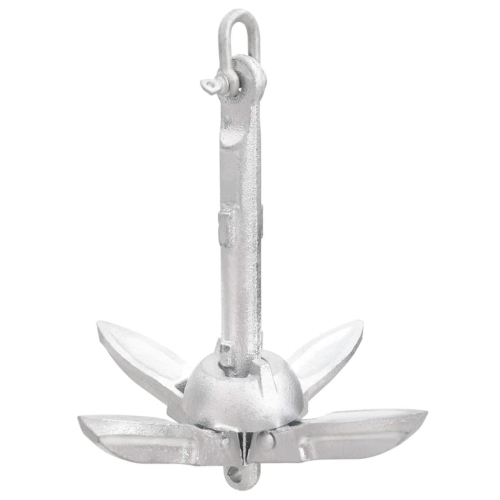 vidaXL Folding Anchor Silver 0.7 kg Hot Dip Galvanized Cast Iron