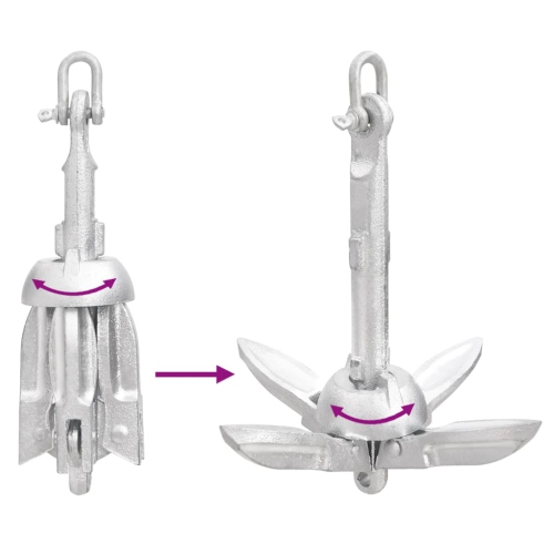 vidaXL Folding Anchor Silver 0.7 kg Hot Dip Galvanized Cast Iron