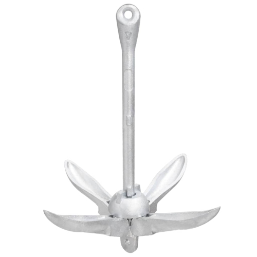 vidaXL Folding Anchor Silver 4 kg Hot Dip Galvanized Cast Iron