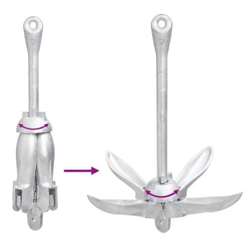 vidaXL Folding Anchor Silver 4 kg Hot Dip Galvanized Cast Iron