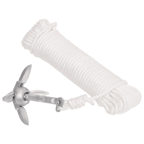 vidaXL Folding Anchor with Rope Silver 0.7 kg Hot Dip Galvanized Cast Iron
