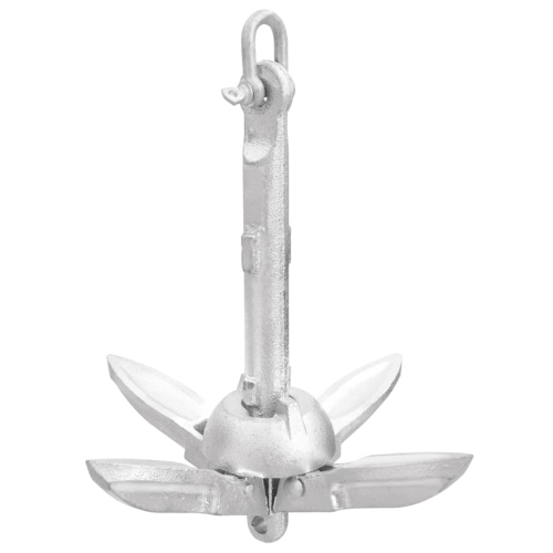 vidaXL Folding Anchor with Rope Silver 0.7 kg Hot Dip Galvanized Cast Iron
