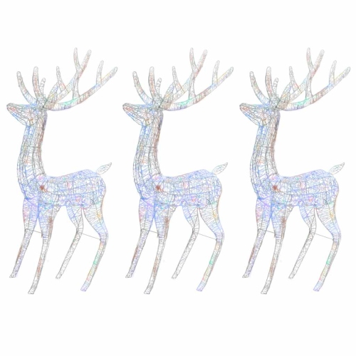 vidaXL XXL Acrylic Christmas Reindeers 250 LED 3 pcs 180 cm Multicolour