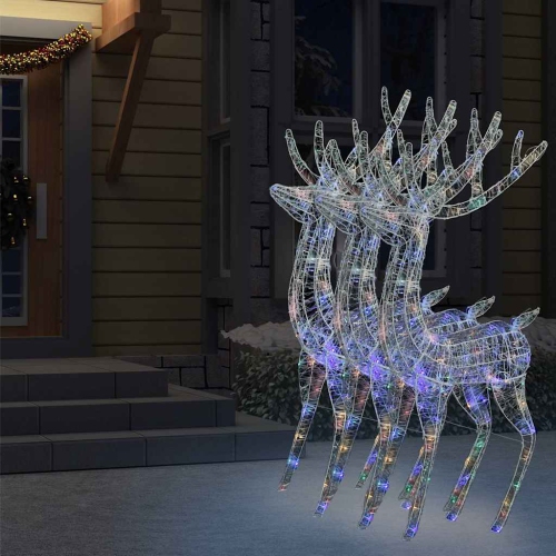 vidaXL XXL Acrylic Christmas Reindeers 250 LED 3 pcs 180 cm Multicolour