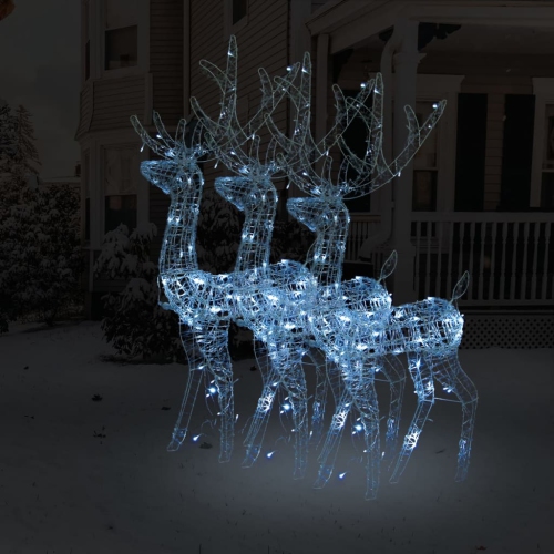 VIDAXL  Acrylic Reindeer Christmas Decorations 3 PCs 120 Cm Cold White