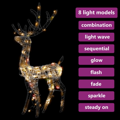 vidaXL Acrylic Reindeer Christmas Decorations 3 pcs 120cm Multicolour
