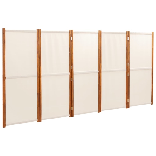 VIDAXL  5-Panel Room Divider Cream 350X180 Cm In White