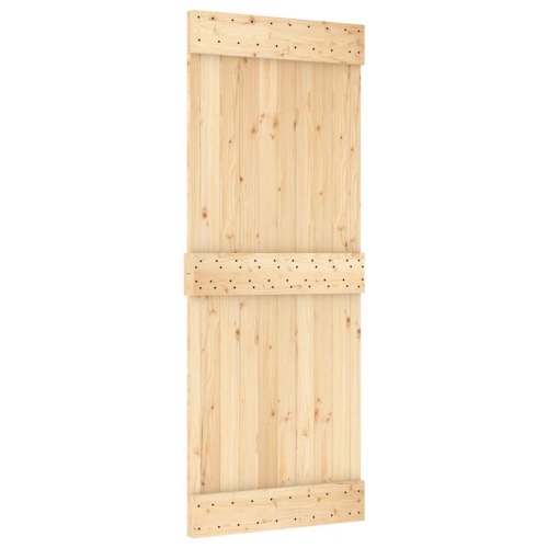 vidaXL NARVIK 31.5"x82.7" Solid Pine Wood Sliding Barn Door, Natural Brown, No Hardware Kits
