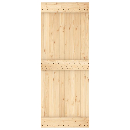 vidaXL NARVIK 31.5"x82.7" Solid Pine Wood Sliding Barn Door, Natural Brown, No Hardware Kits