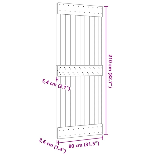 vidaXL NARVIK 31.5"x82.7" Solid Pine Wood Sliding Barn Door, Natural Brown, No Hardware Kits