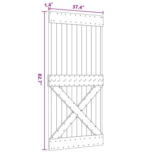 vidaXL NARVIK 37.4"x82.7" Solid Pine Wood Sliding Barn Door, Natural Brown, No Hardware Kits