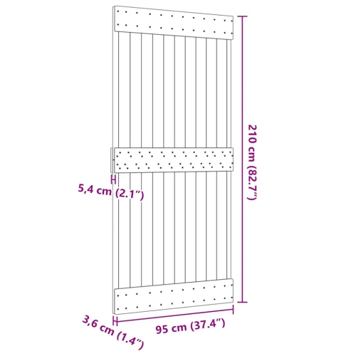 vidaXL NARVIK 37.4"x82.7" Solid Pine Wood Sliding Barn Door, Natural Brown, No Hardware Kits