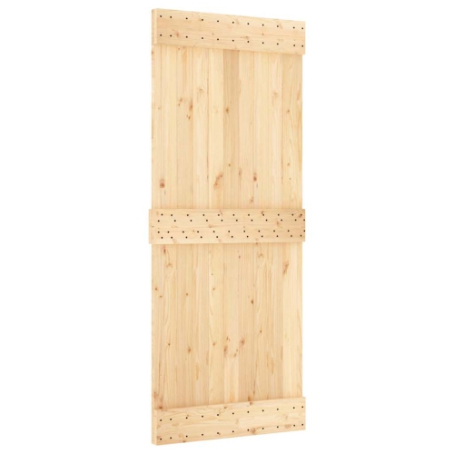 vidaXL NARVIK 33.5"x82.7" Solid Pine Wood Sliding Barn Door, Natural Brown, No Hardware Kits
