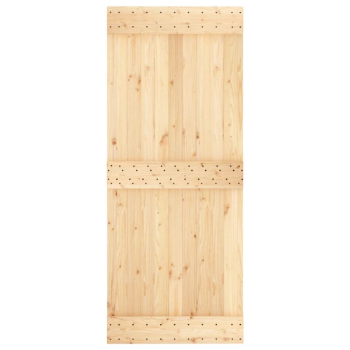 vidaXL NARVIK 33.5"x82.7" Solid Pine Wood Sliding Barn Door, Natural Brown, No Hardware Kits