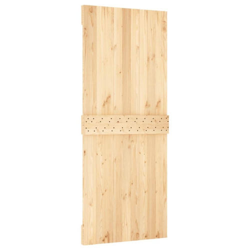 vidaXL NARVIK 33.5"x82.7" Solid Pine Wood Sliding Barn Door, Natural Brown, No Hardware Kits