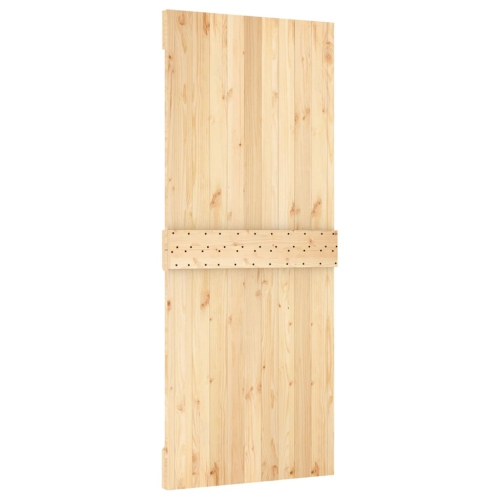 vidaXL NARVIK 33.5"x82.7" Solid Pine Wood Sliding Barn Door, Natural Brown, No Hardware Kits