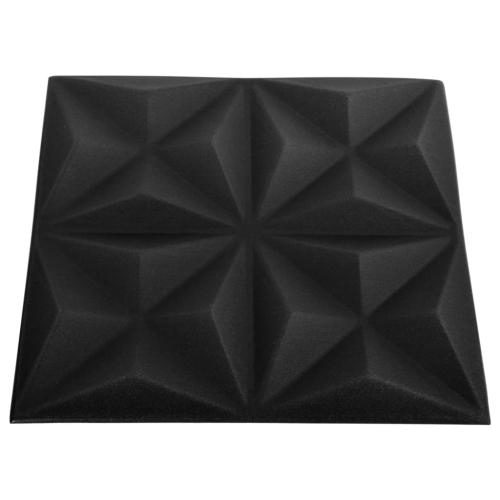 vidaXL 3D Wall Panels 12 pcs 50x50 cm Origami Black 3 m²