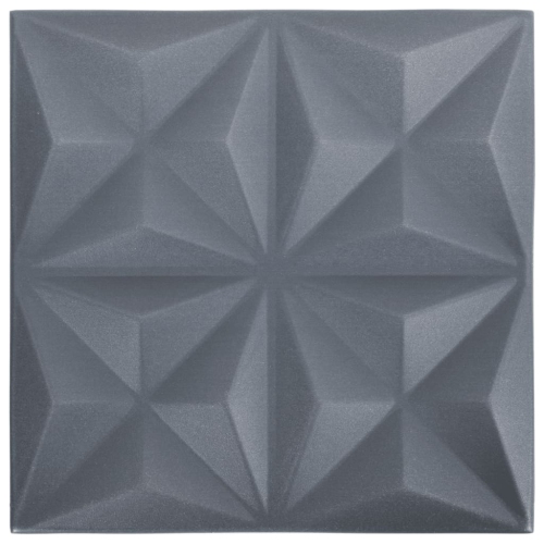 VIDAXL  3D Wall Panels 48 PCs 50X50 Cm Origami 12 M² In Grey