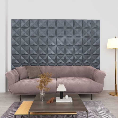 vidaXL 3D Wall Panels 48 pcs 50x50 cm Origami Grey 12 m²