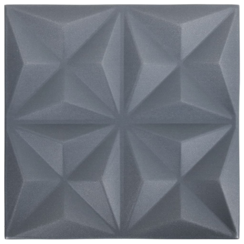 VIDAXL  3D Wall Panels 12 PCs 50X50 Cm Origami 3 M² In Grey