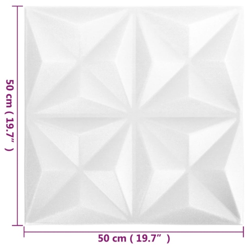vidaXL 3D Wall Panels 48 pcs 50x50 cm Origami White 12 m²