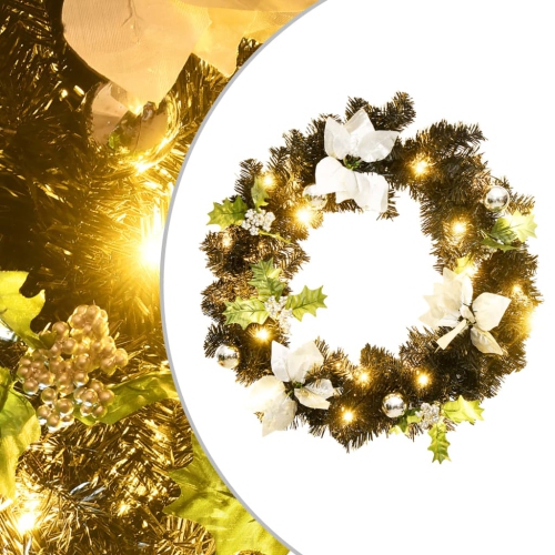 VIDAXL  Christmas Wreath With Led Lights Black 60 Cm Pvc