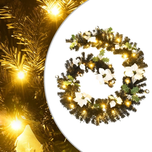 VIDAXL  Christmas Garland With Led Lights Black 2, 7 M Pvc