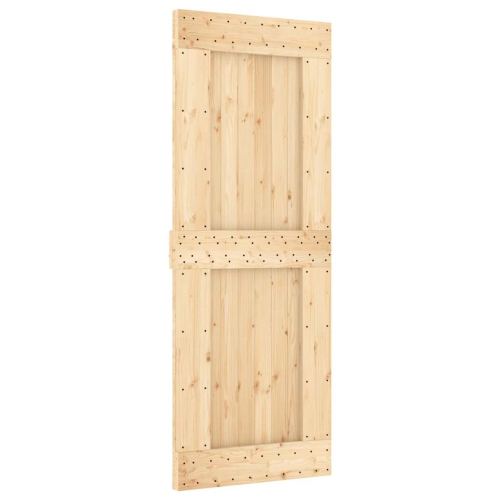 vidaXL NARVIK 31.5"x82.7" Solid Pine Wood Sliding Barn Door, Natural Brown, No Hardware Kits