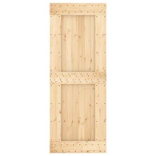 vidaXL NARVIK 31.5"x82.7" Solid Pine Wood Sliding Barn Door, Natural Brown, No Hardware Kits