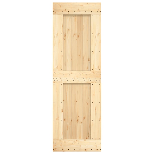 vidaXL NARVIK 27.6"x82.7" Solid Pine Wood Sliding Barn Door, Natural Brown, No Hardware Kits