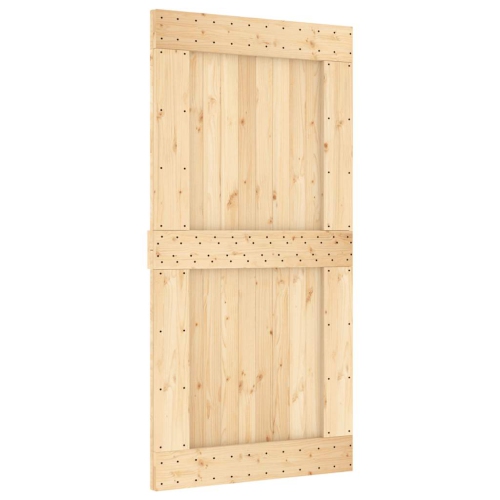 VIDAXL  Narvik 39.4"x82.7" Solid Pine Wood Sliding Barn Door, Natural Brown, No Hardware Kits
