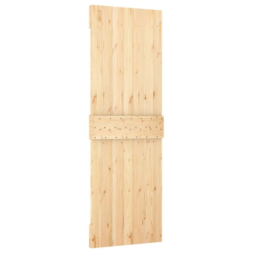 vidaXL NARVIK 27.6"x82.7" Solid Pine Wood Sliding Barn Door, Natural Brown, No Hardware Kits